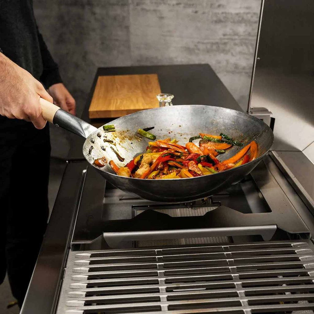 Wok 33 cm håndhamret stål for Block Ds - Flammkraft bakside