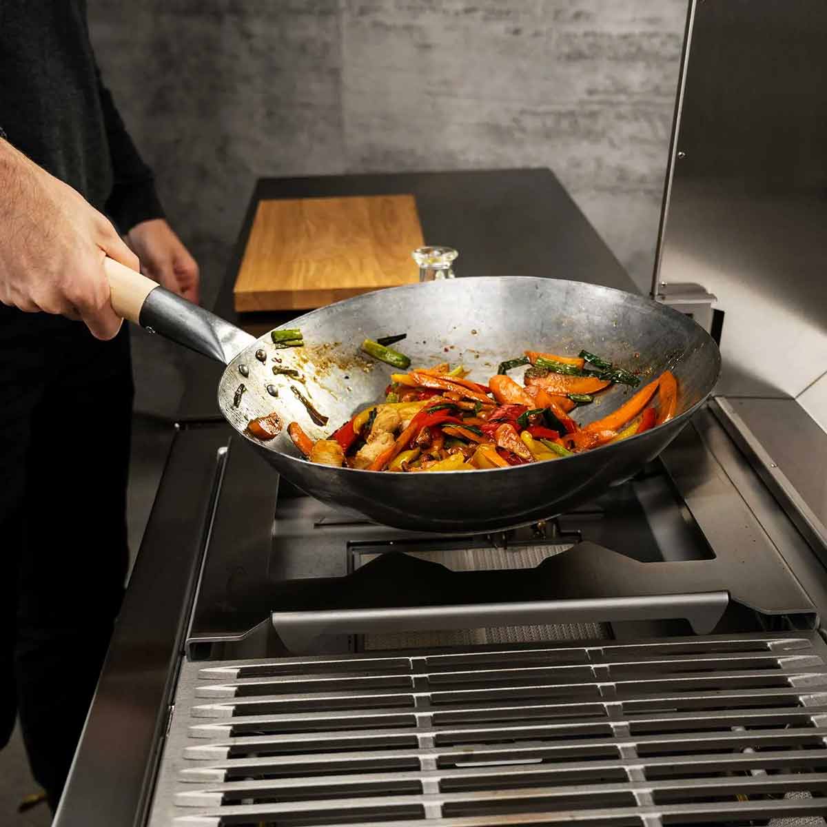 Wok 33 cm håndhamret stål for Block Ds - Flammkraft bakside