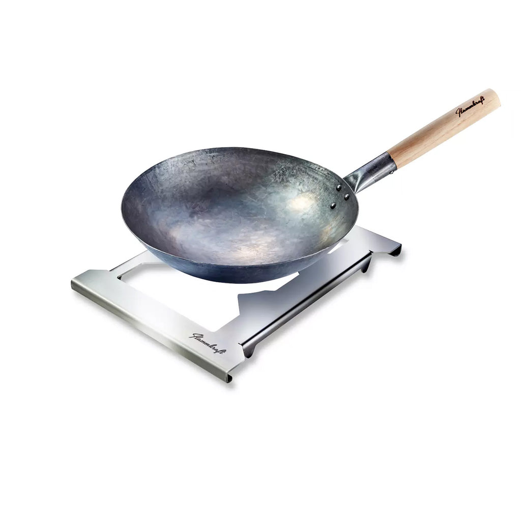 Wok kinesisk stål 33 cm håndhamret Block D Gen. 4 - Flammkraft forfra