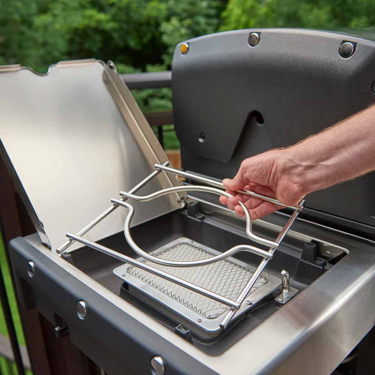 Wok-ring rustfritt stål for sidebrenner Broil King nærbilde detalj