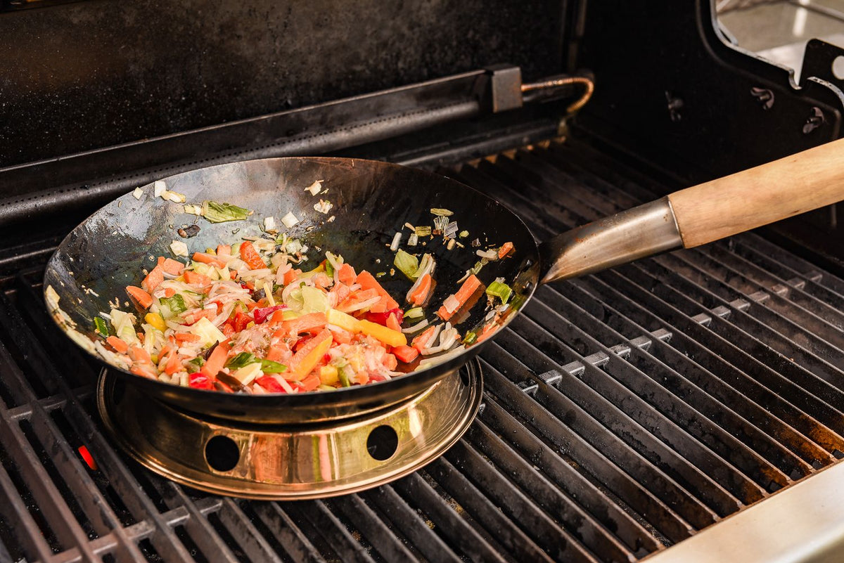 Montert Wok-ring universal for sidebrenner rustfritt stål på grill