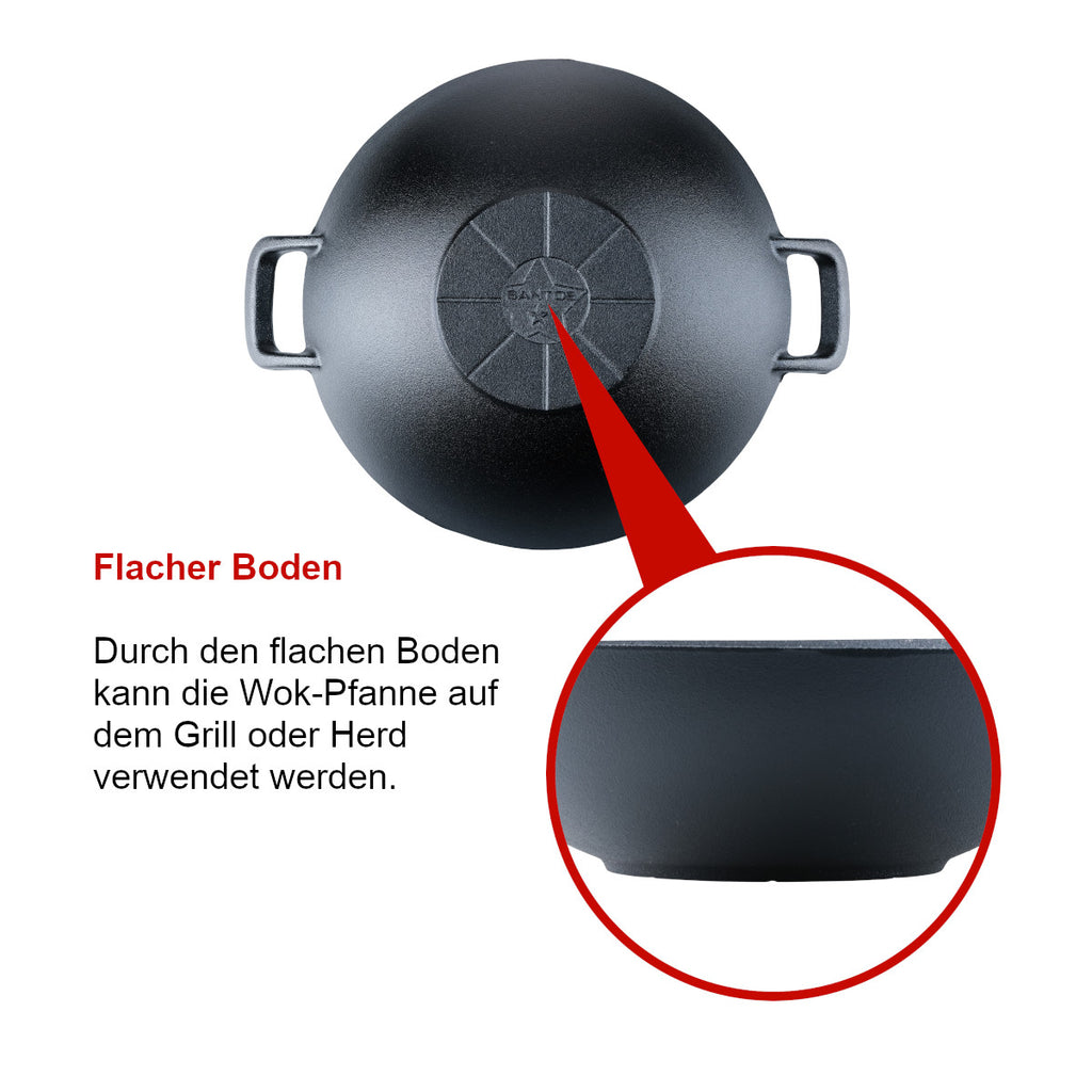 Wok støpejern 32 cm - SANTOS bakside