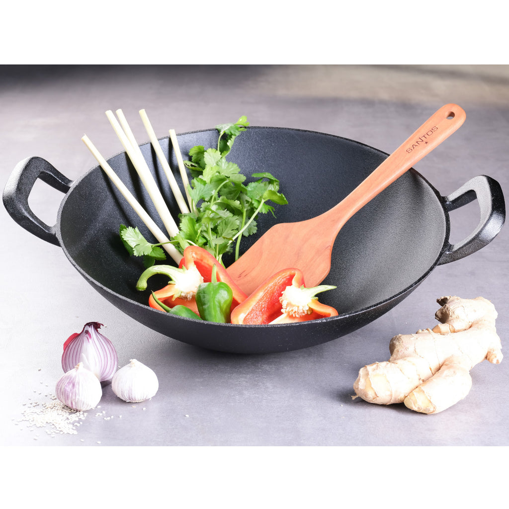 Wok støpejern 32 cm - SANTOS nærbilde håndtak