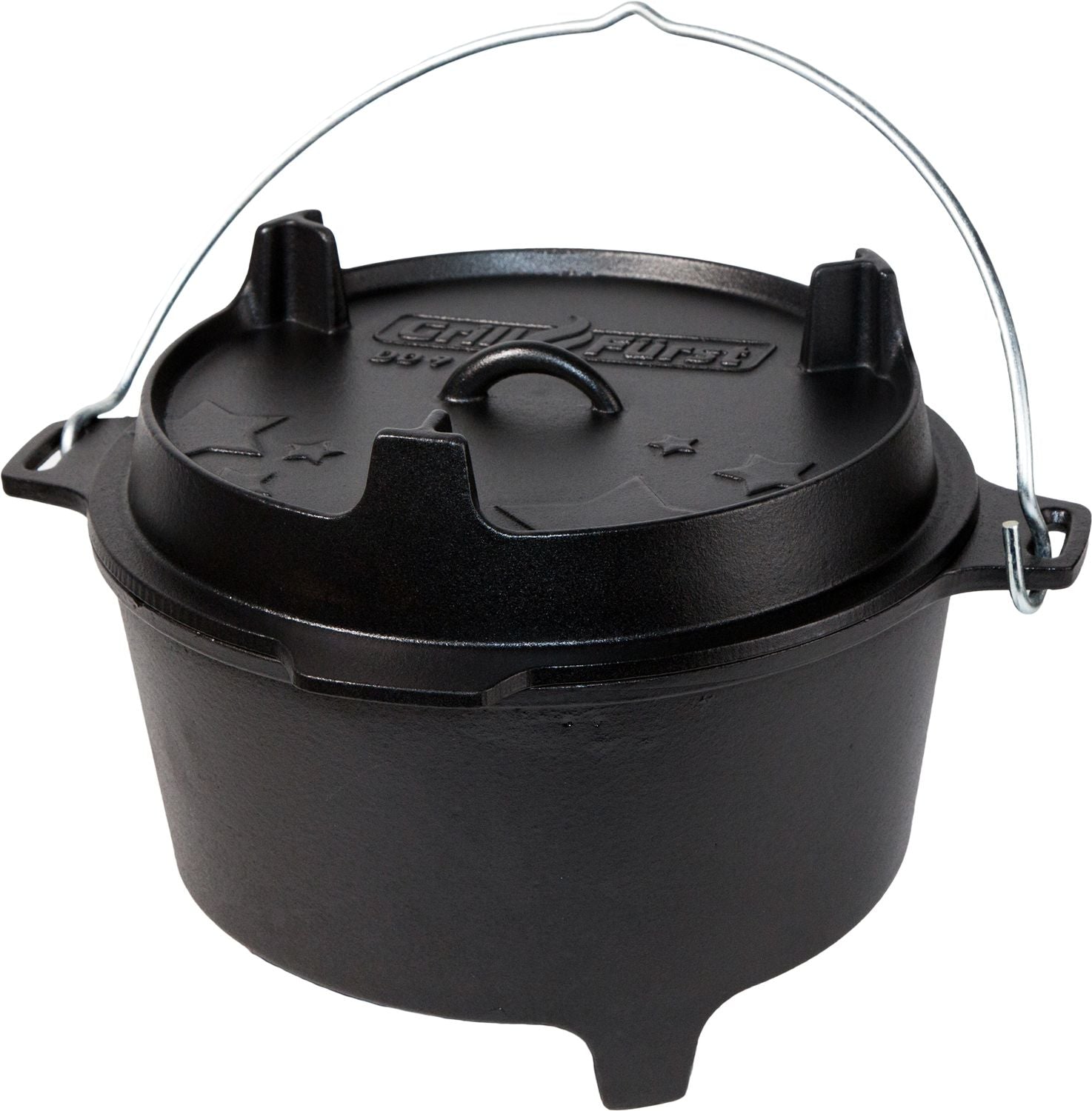 Baksiden av XXL dutch oven sett støpejern DO9+DO4 med panne 30 cm