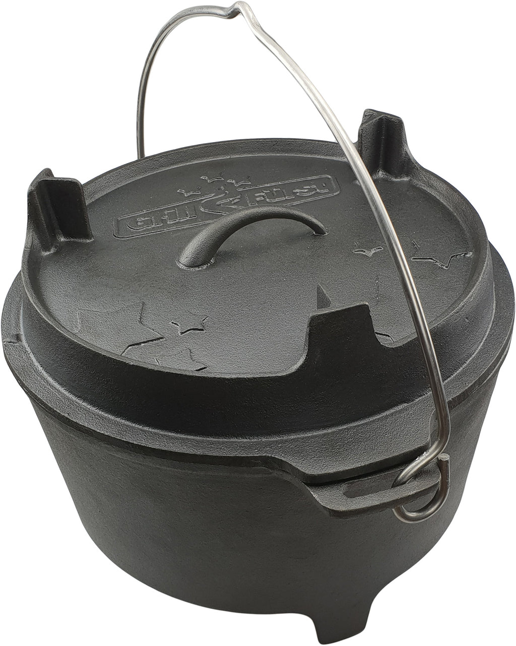 XXL dutch oven startsett støpejern 2x gryte 2x panne bakside