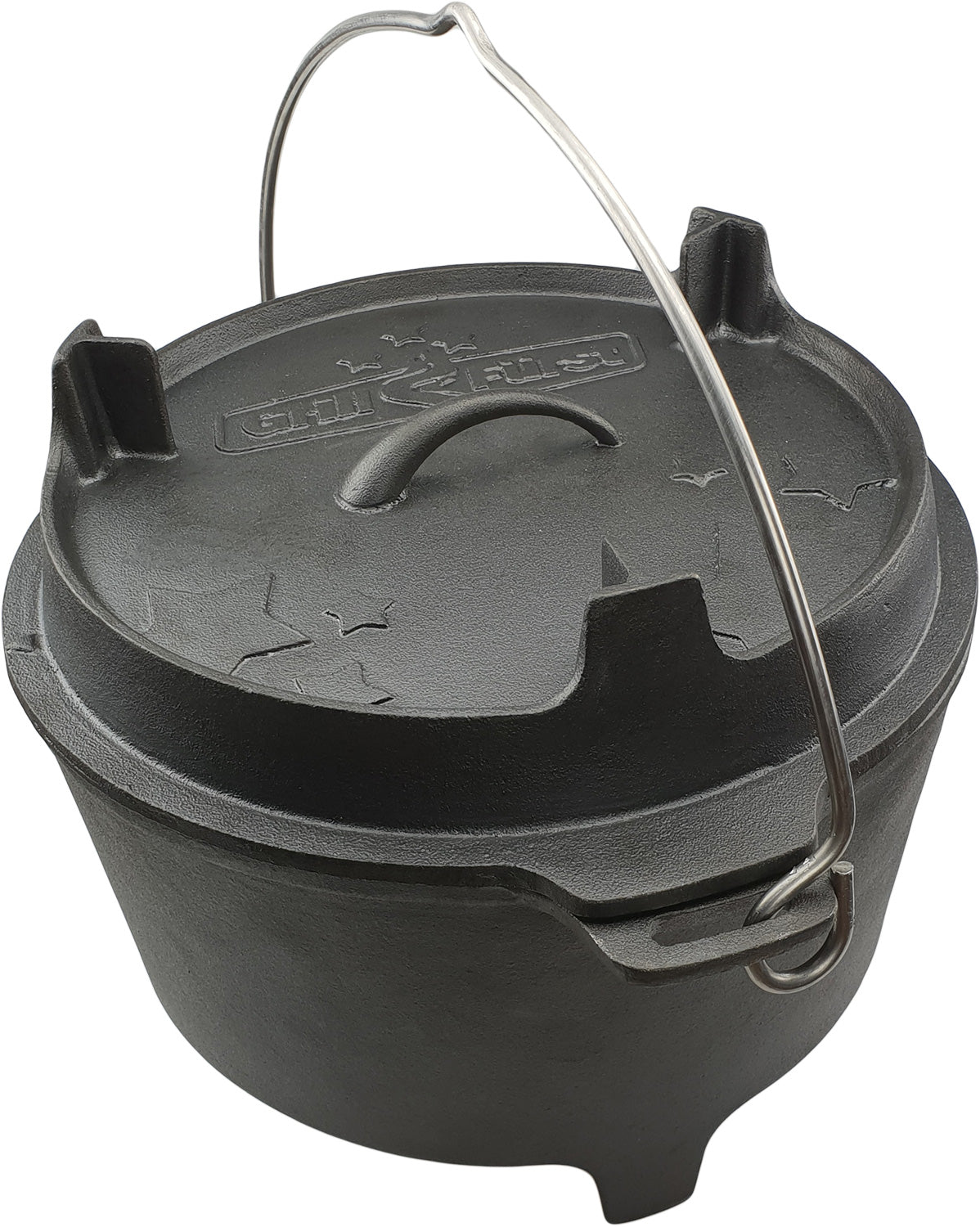 XXL dutch oven startsett støpejern 2x gryte 2x panne bakside